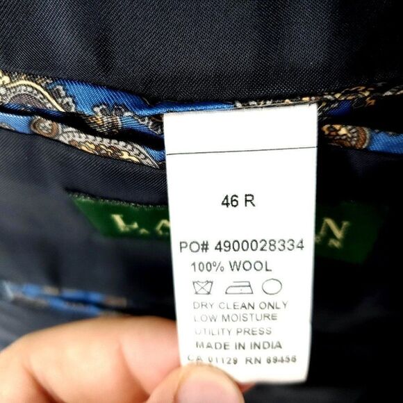 Lauren Ralph Lauren Wool 2 Button Blazer 44R Or Slim 46R Blue - Picture 8 of 10
